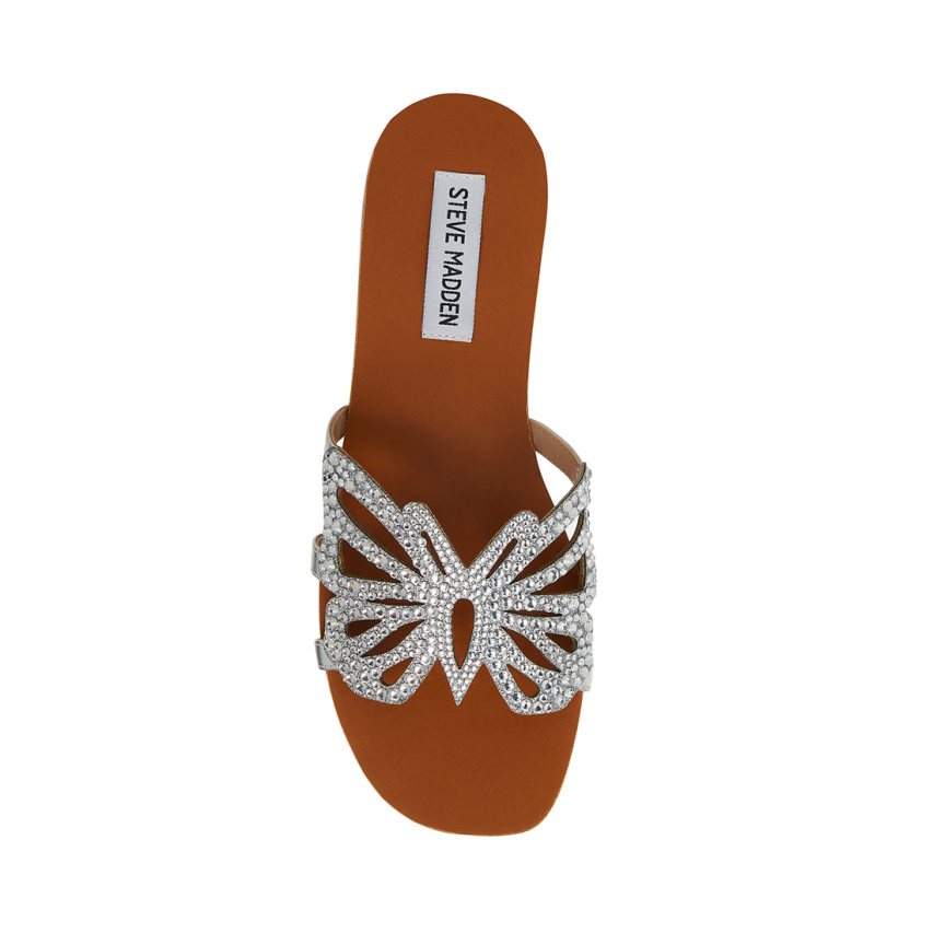 Sandalias de Diapositivas Steve Madden Savannah Mujer Plateadas | ES FR4023